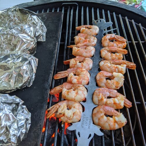 Kamado Joe Shrimp Skewers,Shrimp Skewers,shrimp skewers on the grill