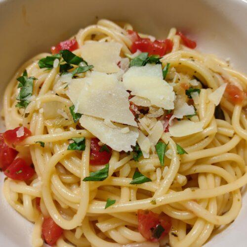 Bruschetta One Pot Pasta - Forking Good Food