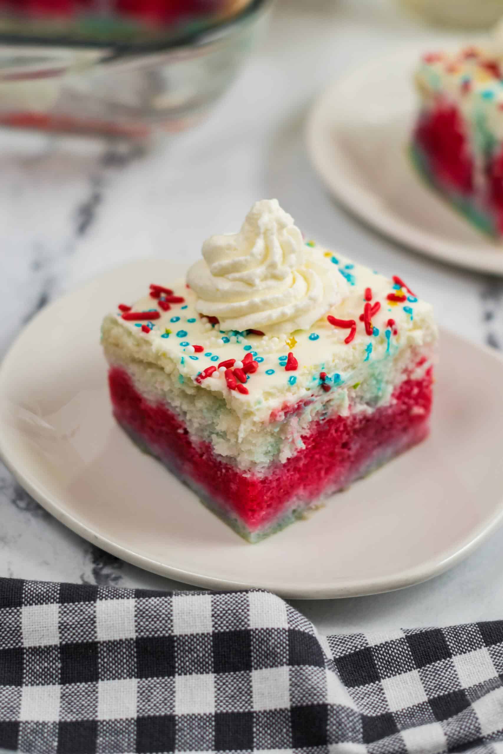 Red, White and Blue Poke Cake, American Poke Cake