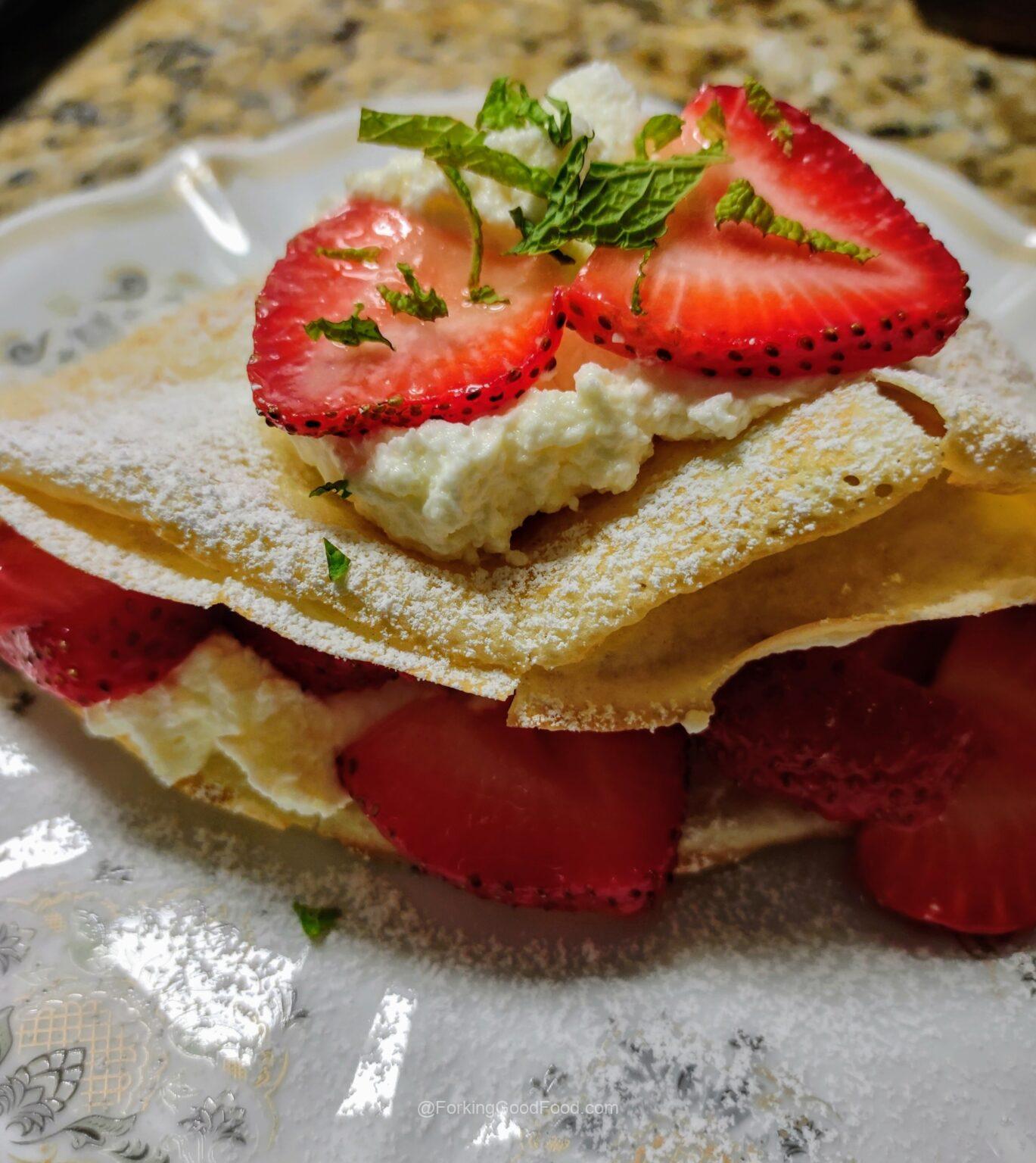 Strawberry Crêpes with Almond Whipped Cream Forking Good Food