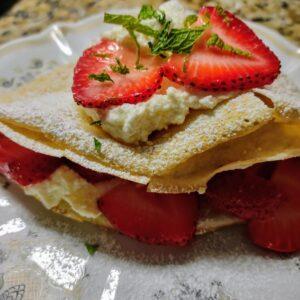 Strawberry Crêpes with Almond Whipped Cream