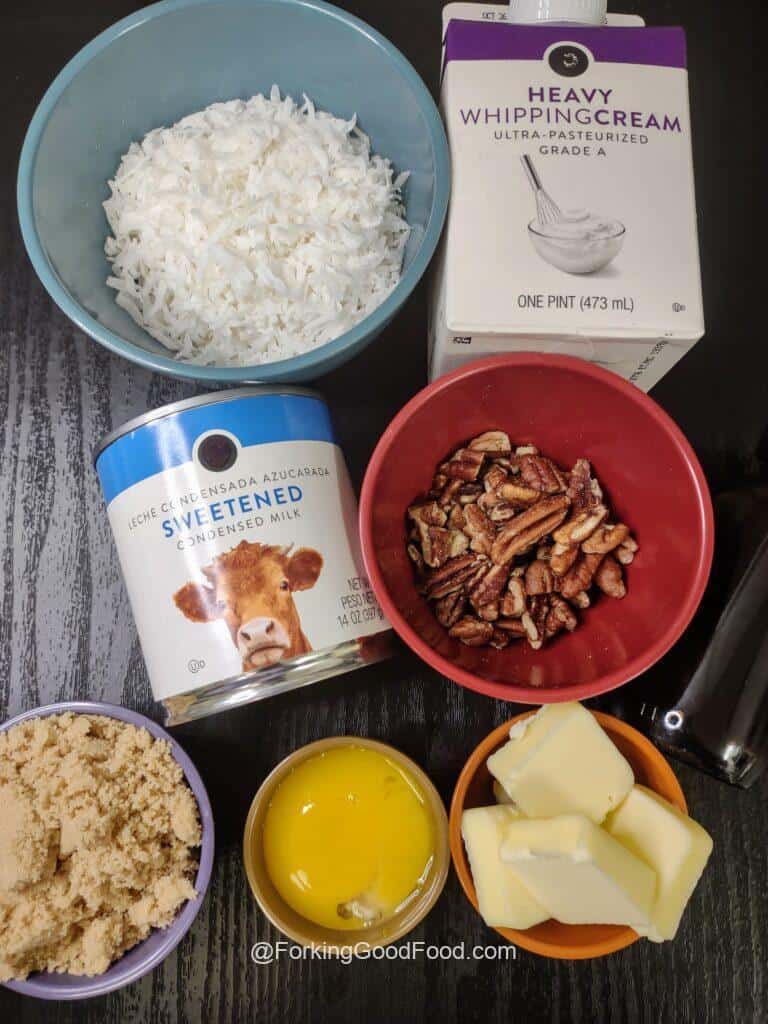 German Chocolate Pie ingredients 