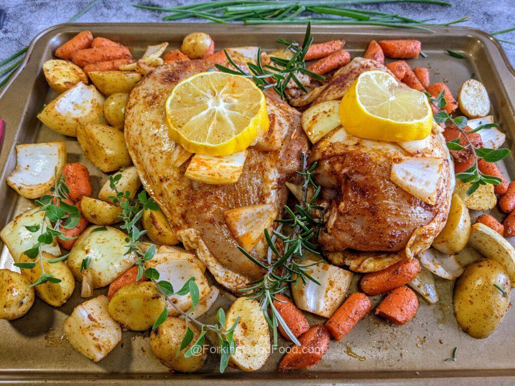 Sheet Pan Roasted Split Chicken Breasts with Vegetables