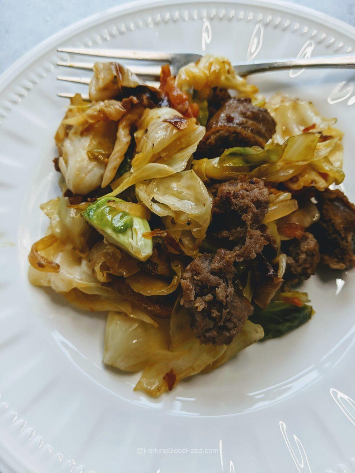 Sausage, Shrimp, and Cabbage **KETO** - Forking Good Food