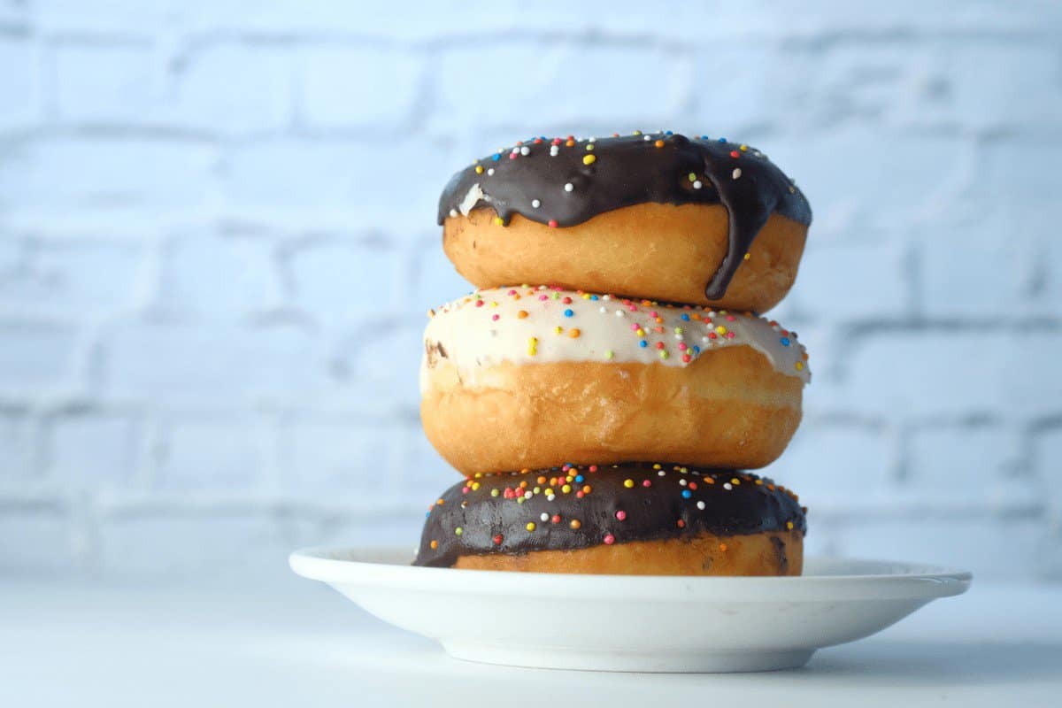 cake mix donuts with chocolate dip