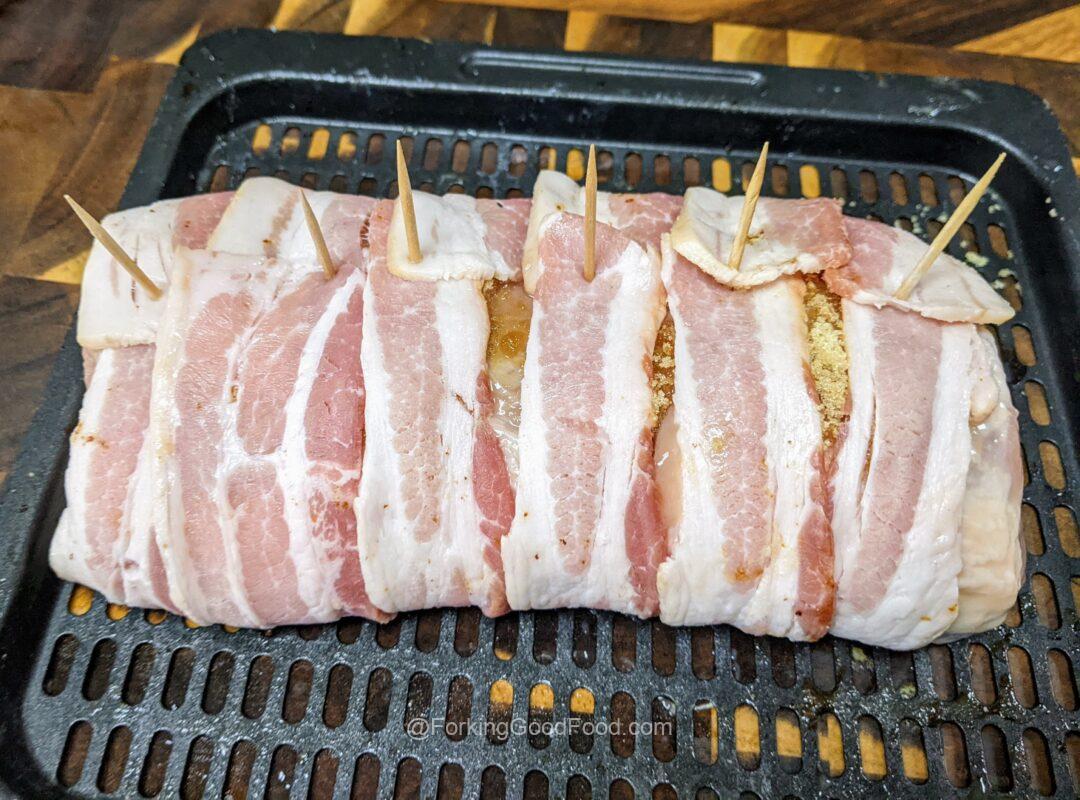 bacon wrapped pork loin prep