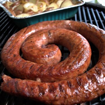 smoked southside sausage on grill