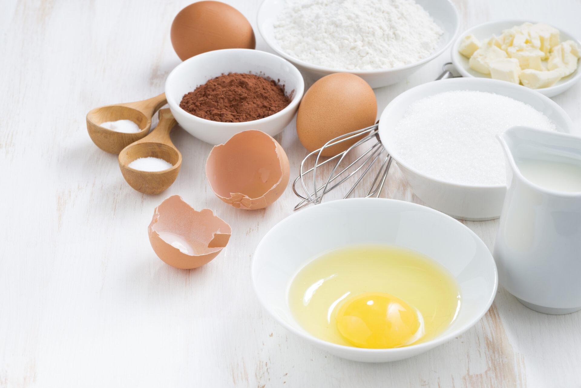ingredients for baking on a white table
