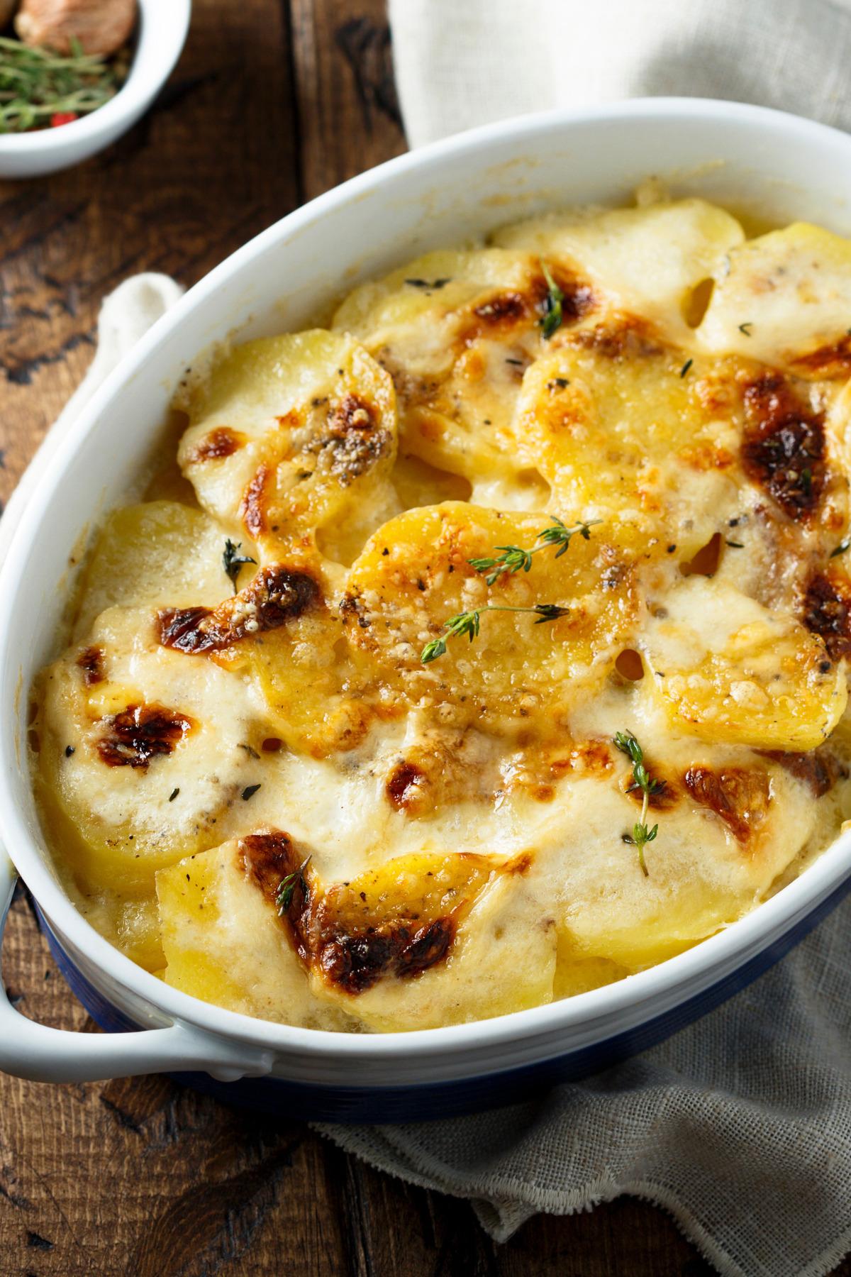 air fried canned potatoes au gratin for two