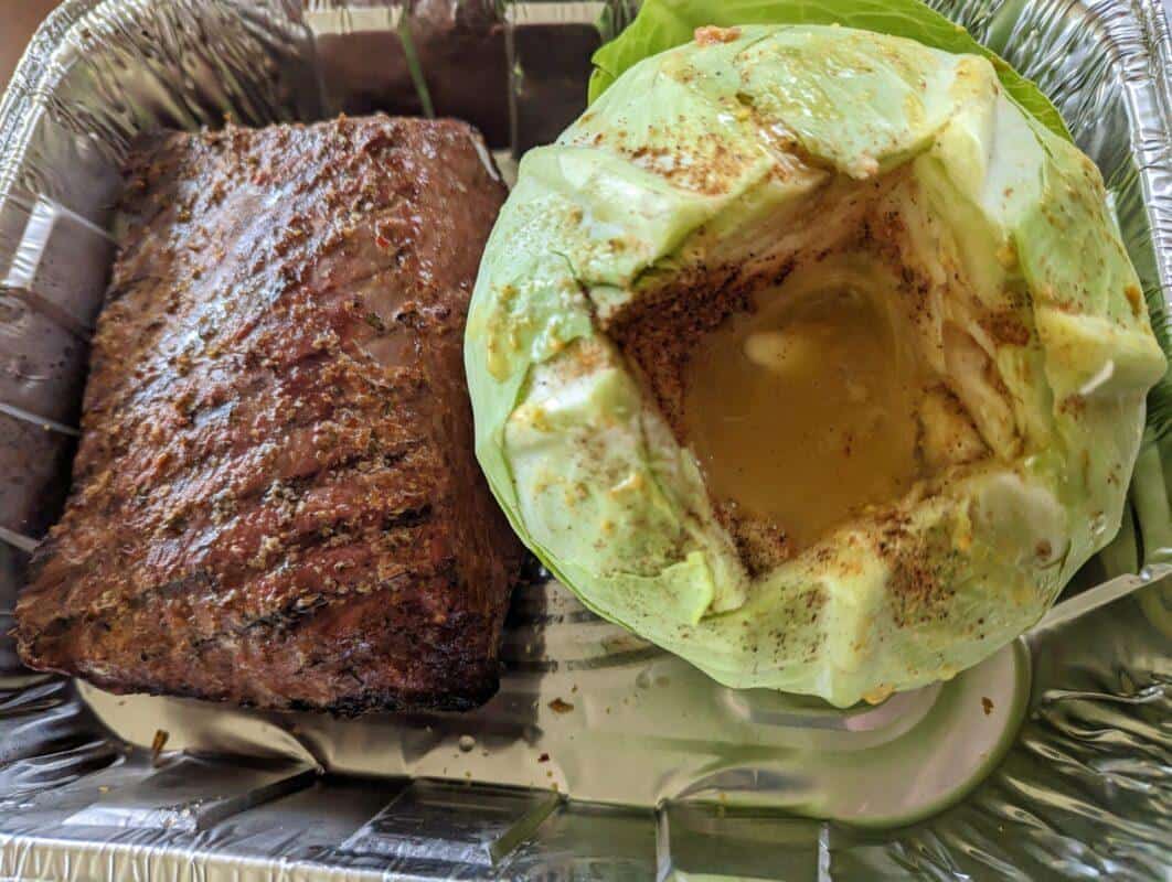 Smoked Corned Beef Brisket with Cabbage