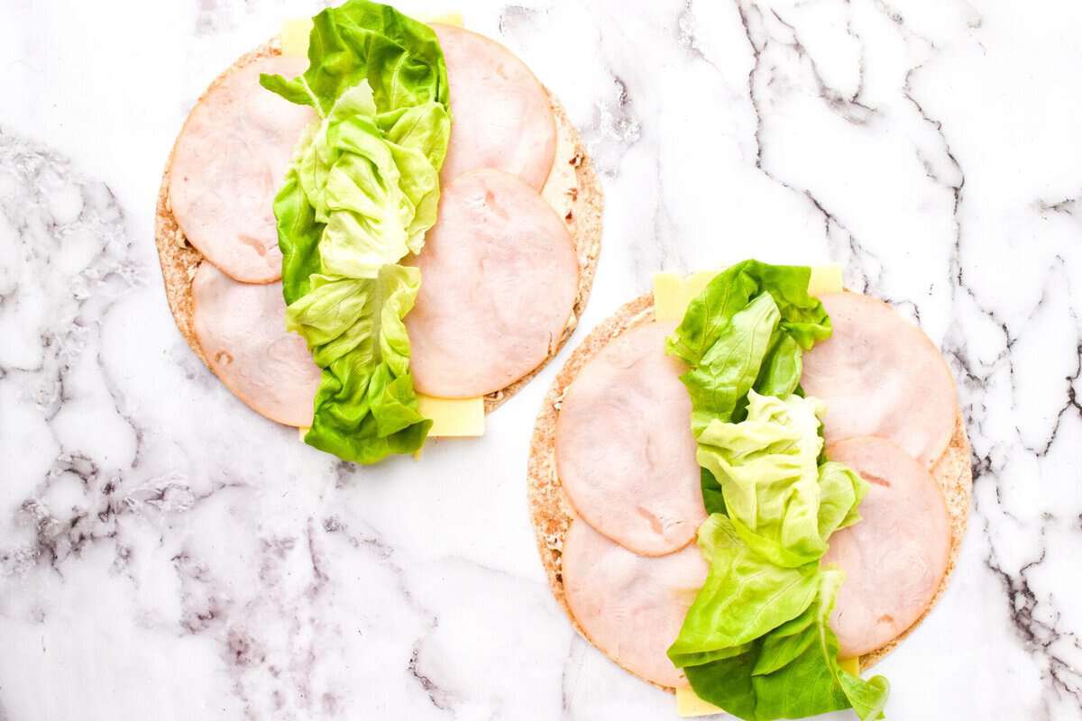 turkey and cheese rollup prep lettuce