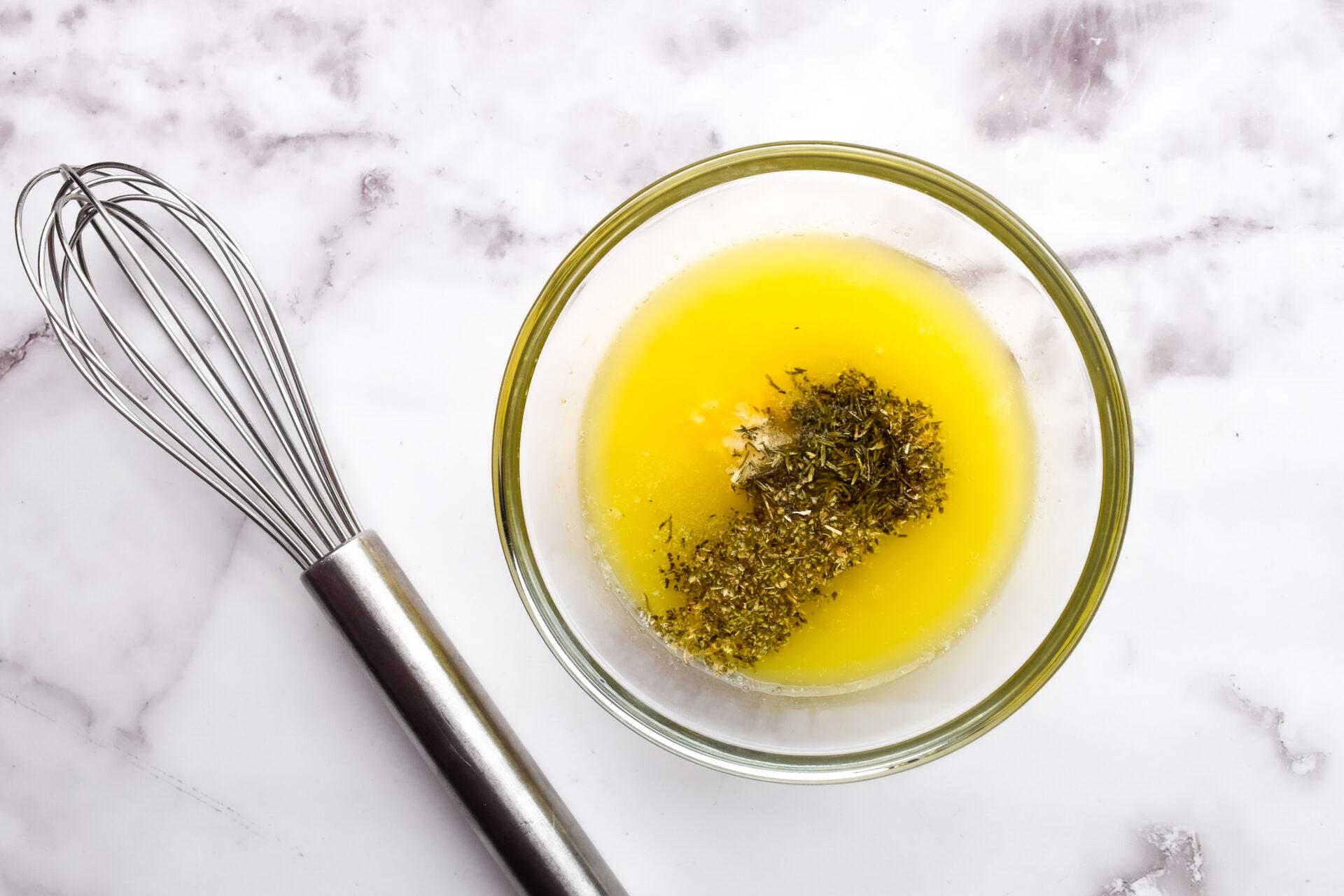 herbs in melted butter