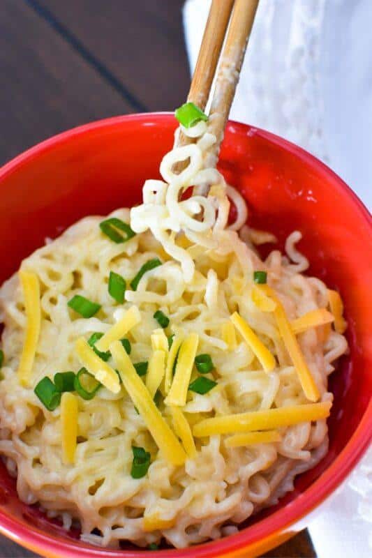 14. cheesy ramen noodles 