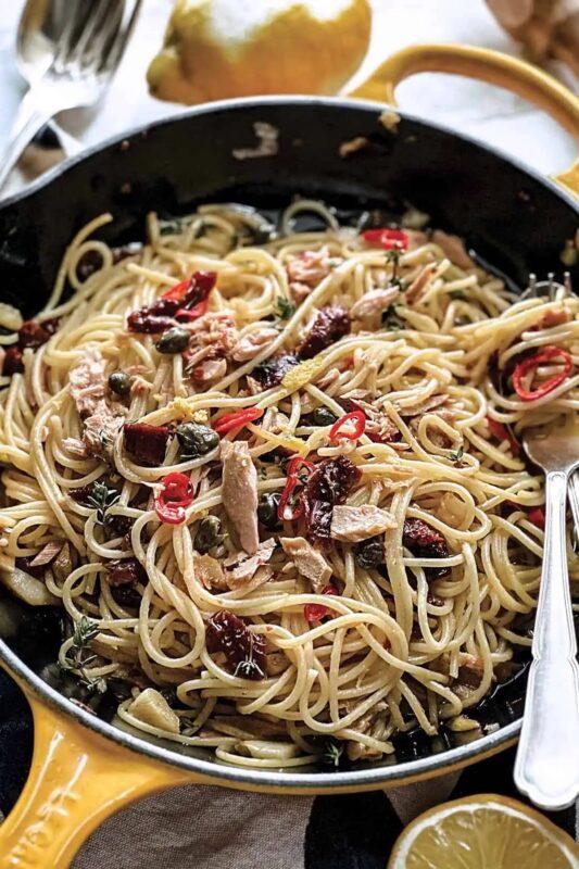 15. mediterranean tuna spaghetti 