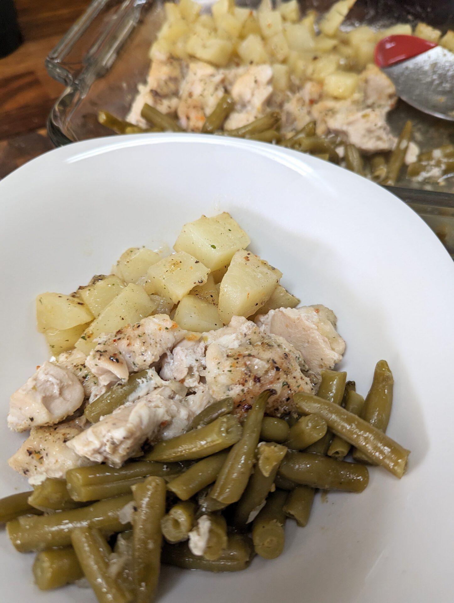 One Pan Italian Chicken w/ Green Beans and Potatoes
