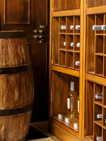home wine cellar with barrel