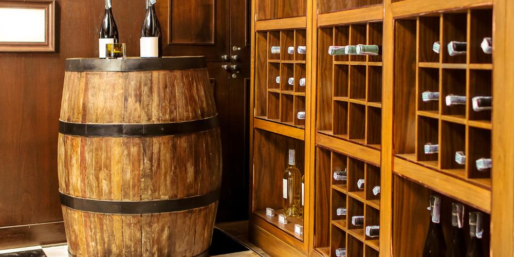 home wine cellar with barrel