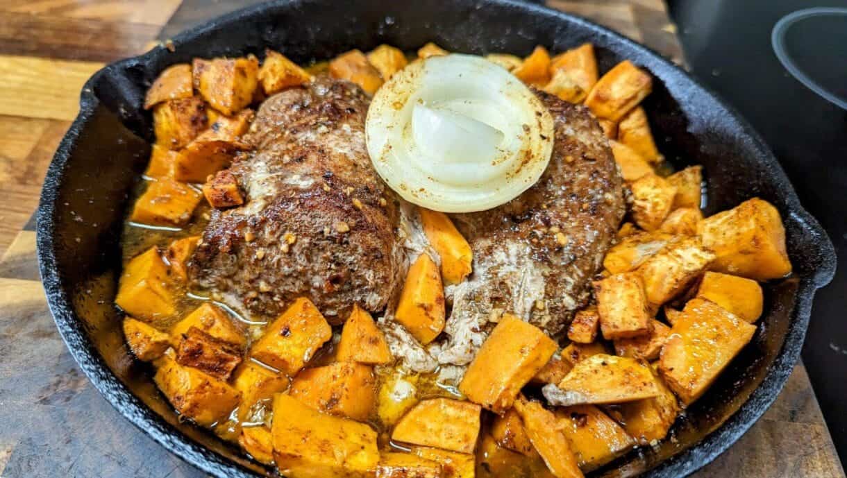 pork loin with sweet potatoes cooked