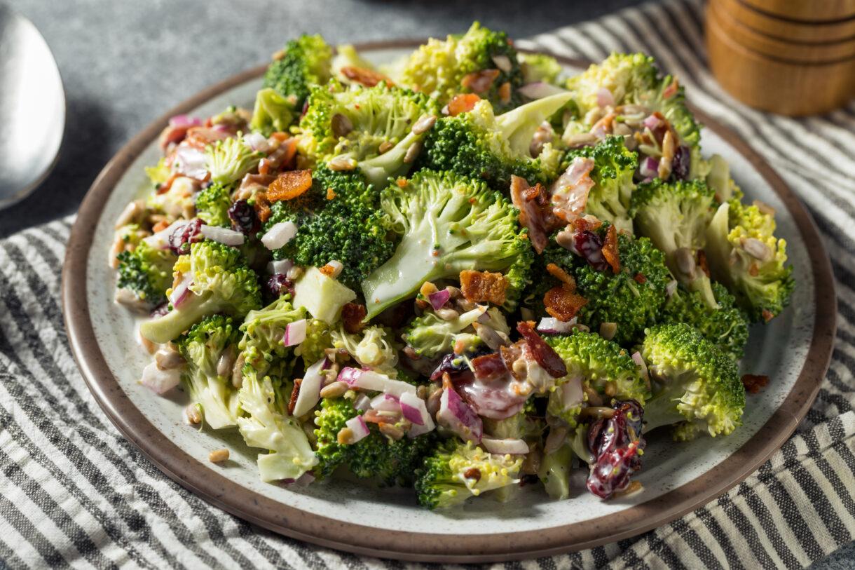 healthy homemade broccoli salad with bacon