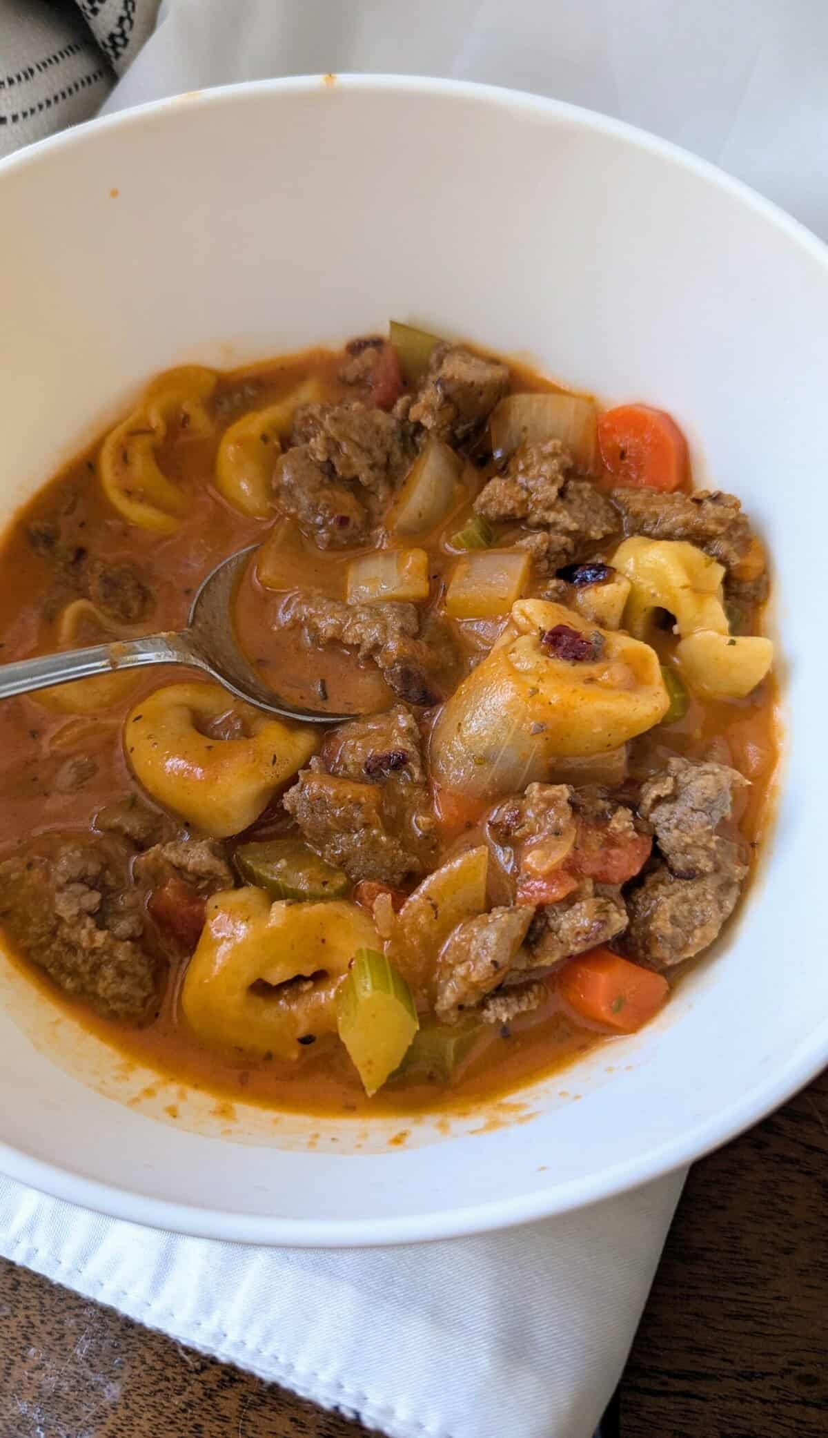 creamy sausage and tortellini soup
