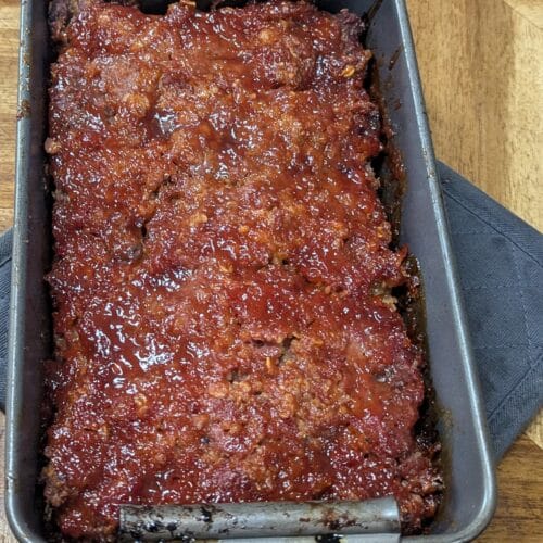 sweet thai smoked meatloaf in pan