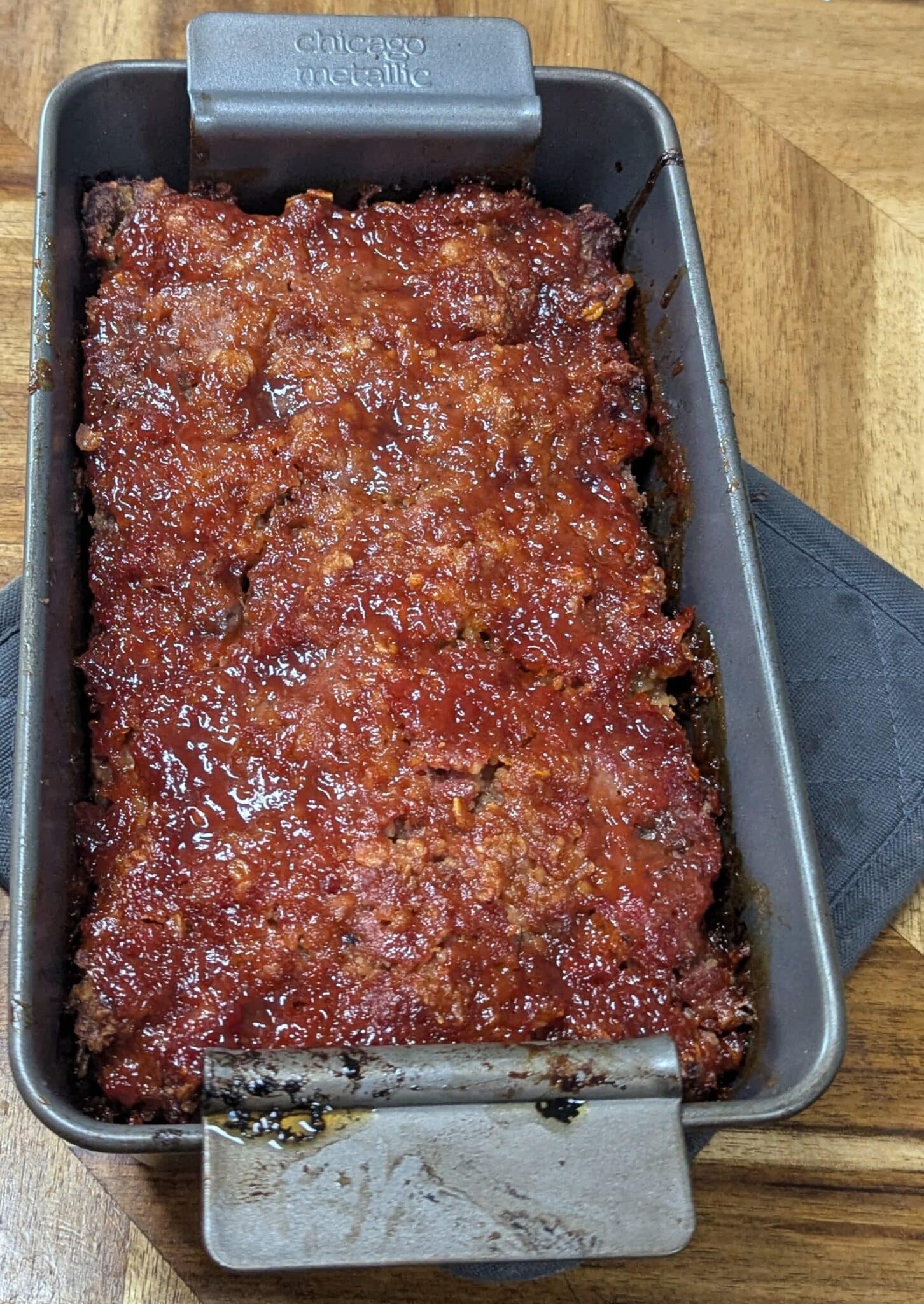 sweet thai smoked meatloaf in pan