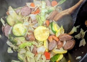 smoked italian sausage and garden vegetable skillet