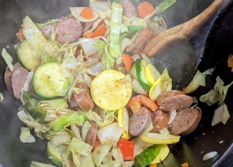 smoked italian sausage and garden vegetable skillet