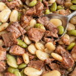fresh garden beans with smoked pork